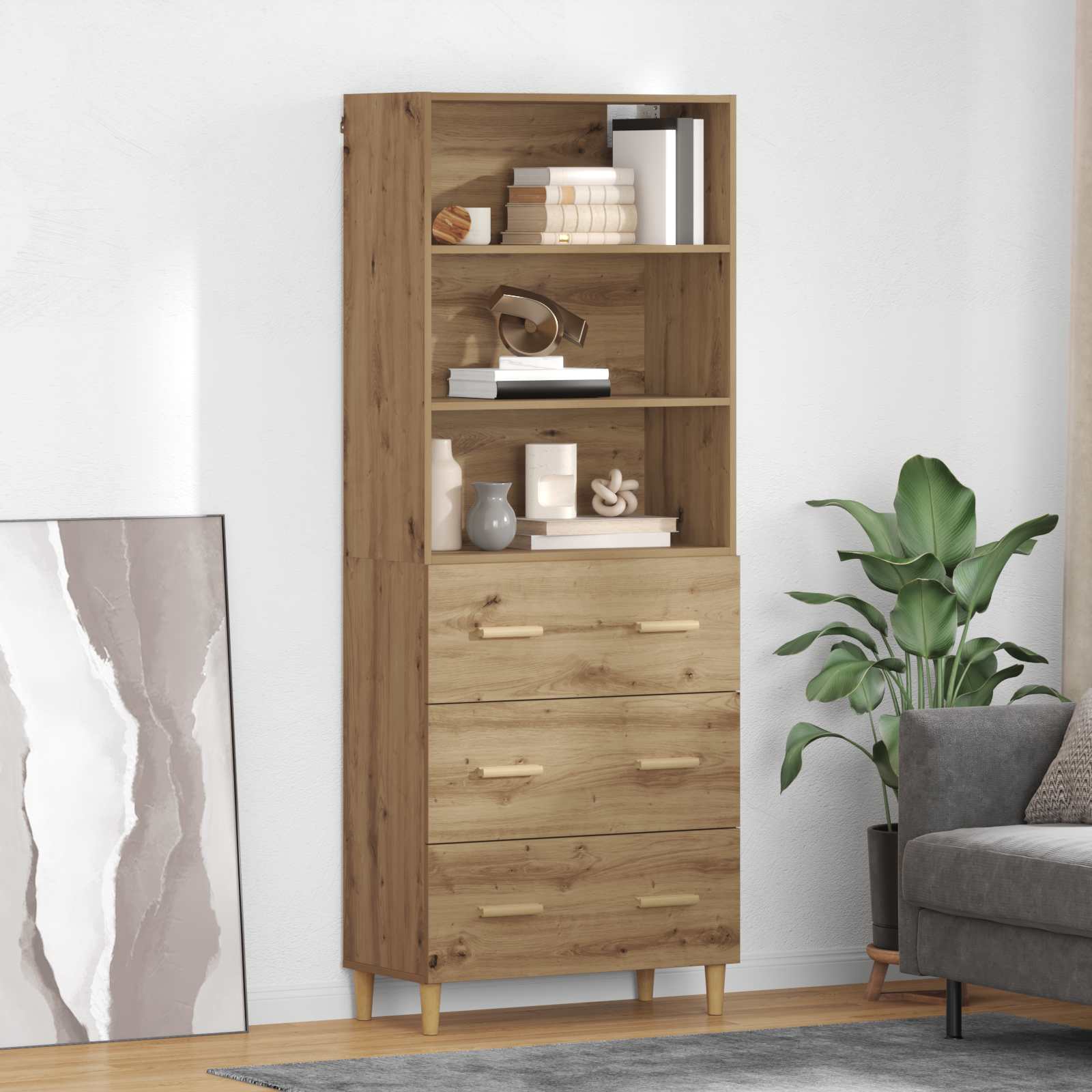 Haut Armoire avec tiroir Chêne artisanal 69,5 x 32,5 x 180 cm - XIOS