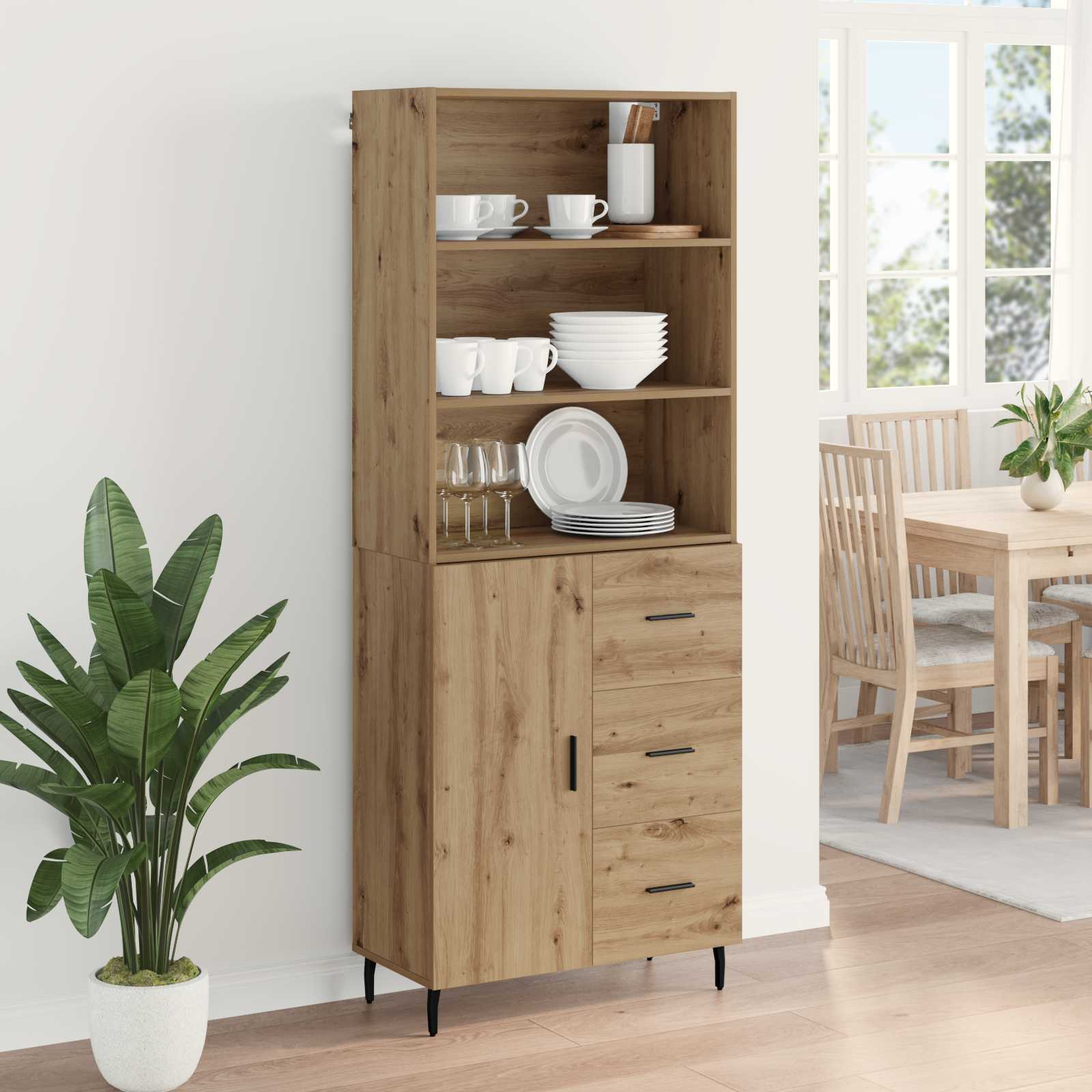 Haut Armoire avec tiroir Chêne artisanal 69,5 x 34 x 180 cm - XIOS