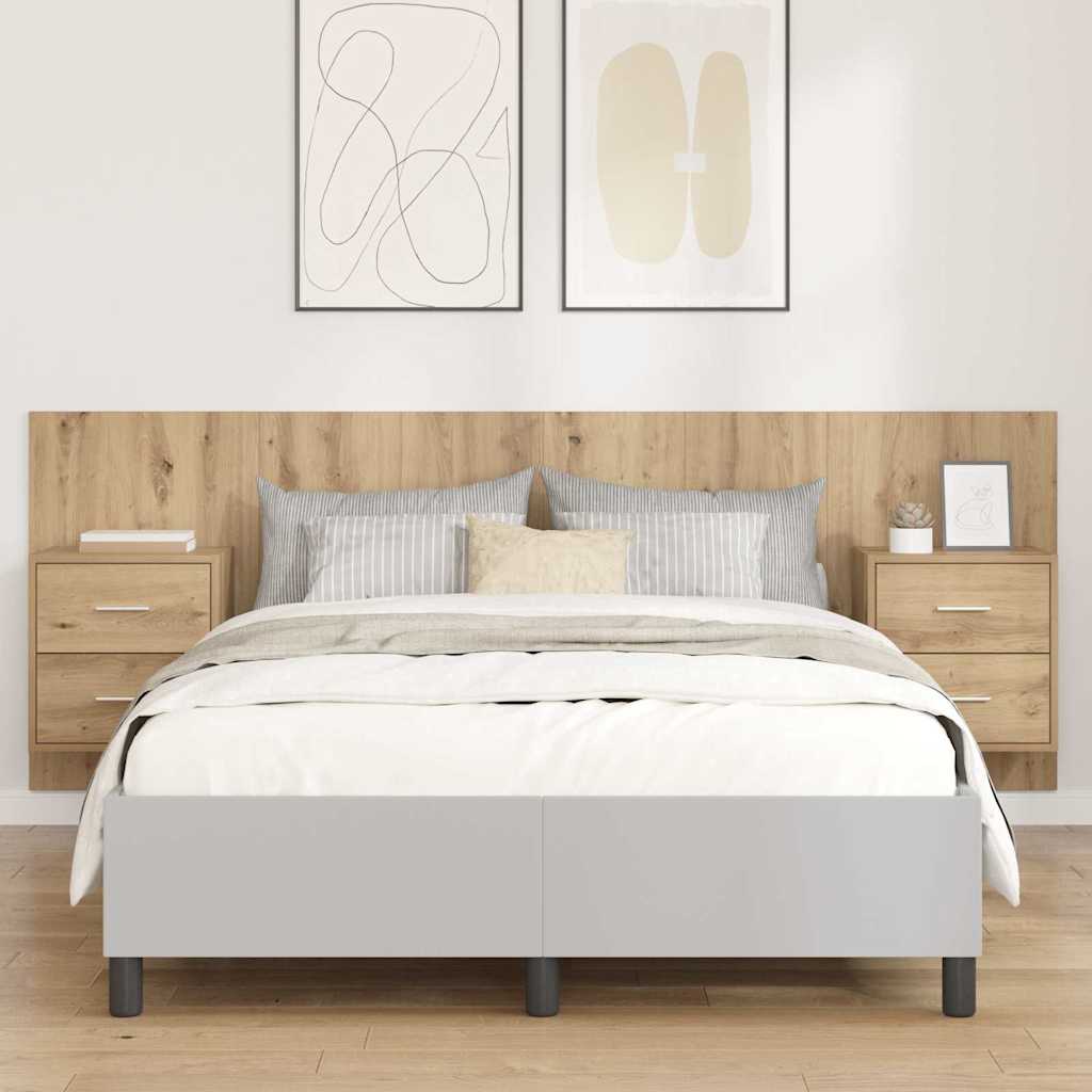 Tête de lit avec armoire avec tiroir 3 pcs Chêne artisanal - XIOS