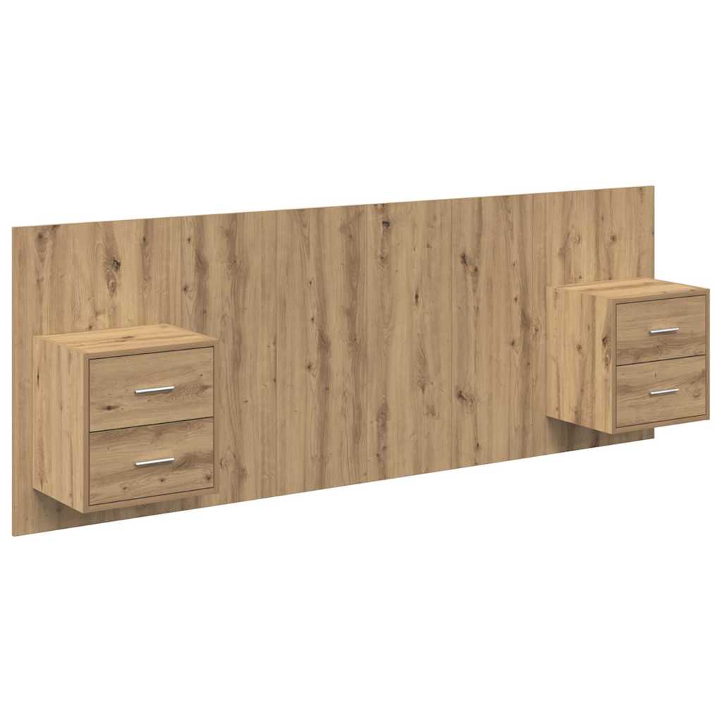 Tête de lit avec armoire avec tiroir 3 pcs Chêne artisanal - XIOS