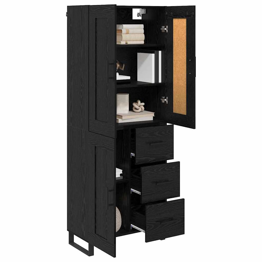 Haut Armoire Montage mural 2 pcs Chêne noir Bois d'ingénierie - XIOS