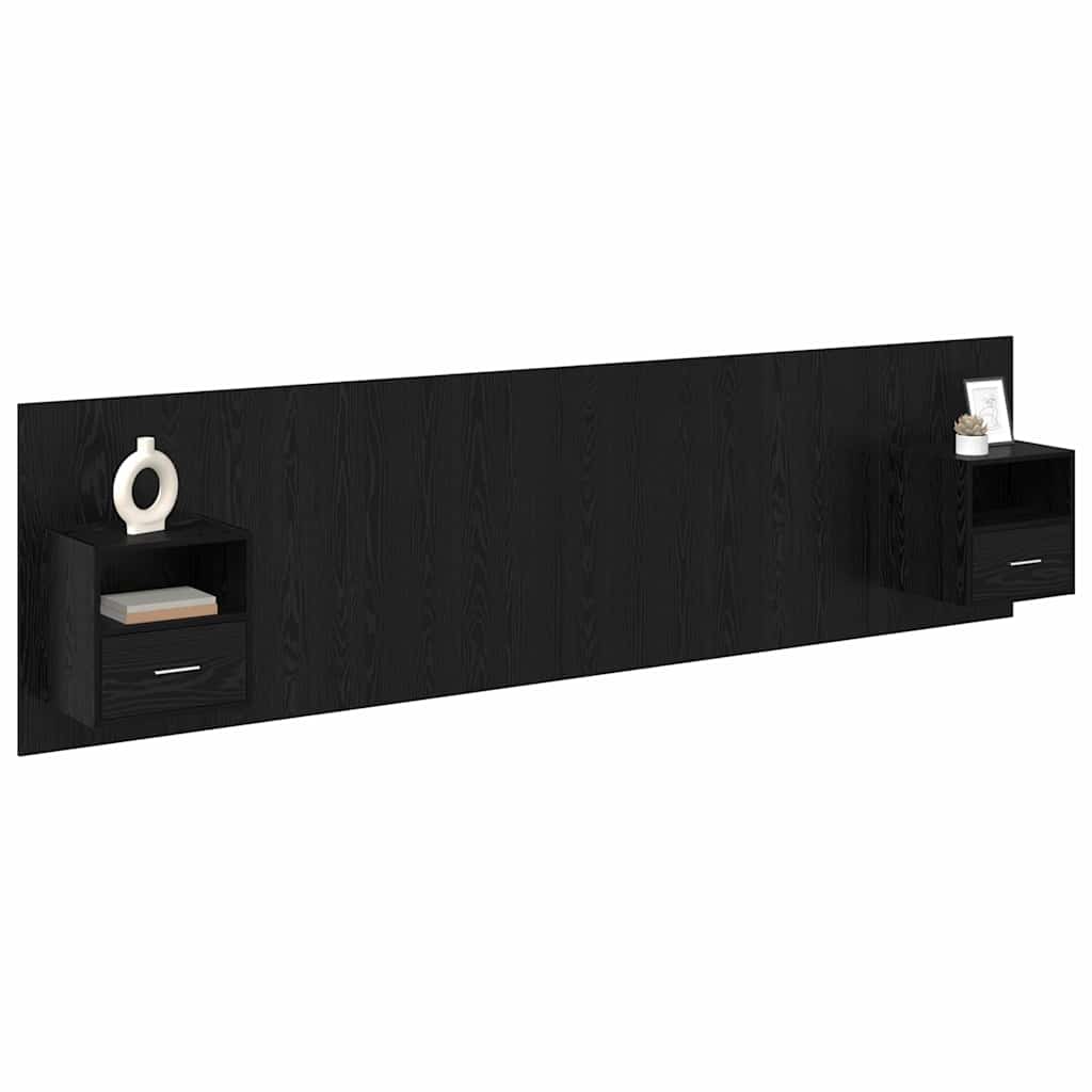 Tête de lit avec armoire 3 pcs Chêne noir Bois d'ingénierie - XIOS