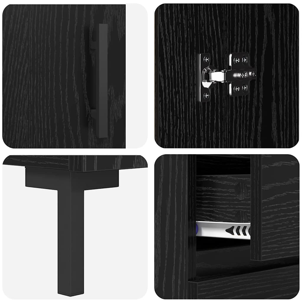 Haut Armoire Montage mural 2 pcs Chêne noir Bois d'ingénierie - XIOS