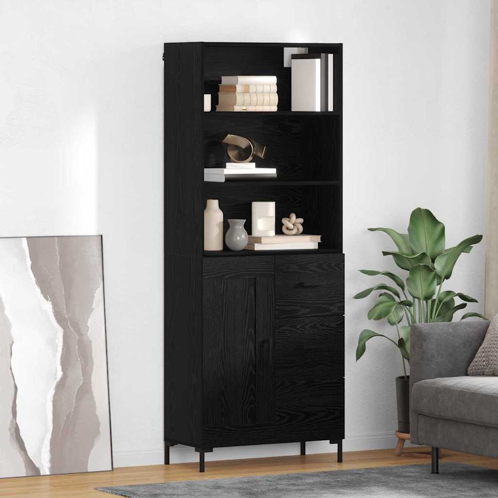 Haut Armoire Montage mural 2 pcs Chêne noir Bois d'ingénierie - XIOS