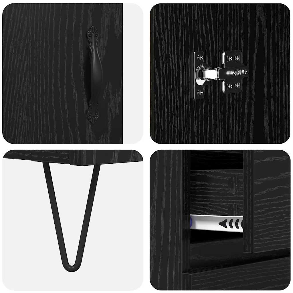 Haut Armoire Montage mural 2 pcs Chêne noir Bois d'ingénierie - XIOS