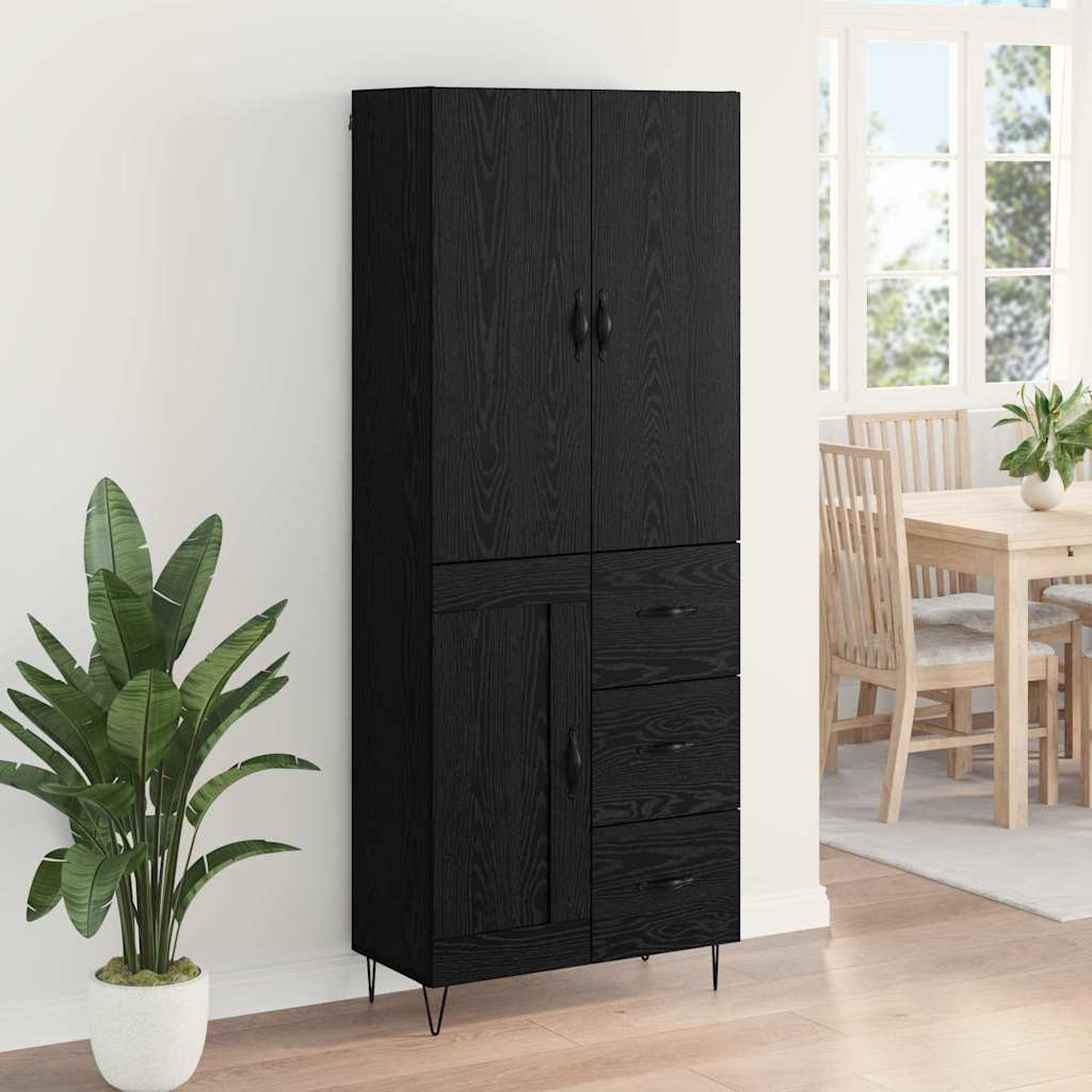Haut Armoire Montage mural 2 pcs Chêne noir Bois d'ingénierie - XIOS