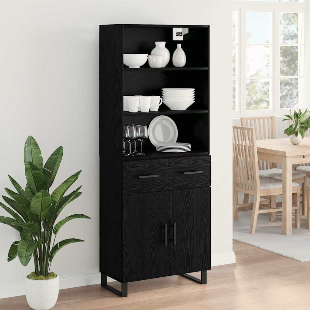 Haut Armoire Montage mural 2 pcs Chêne noir Bois d'ingénierie - XIOS