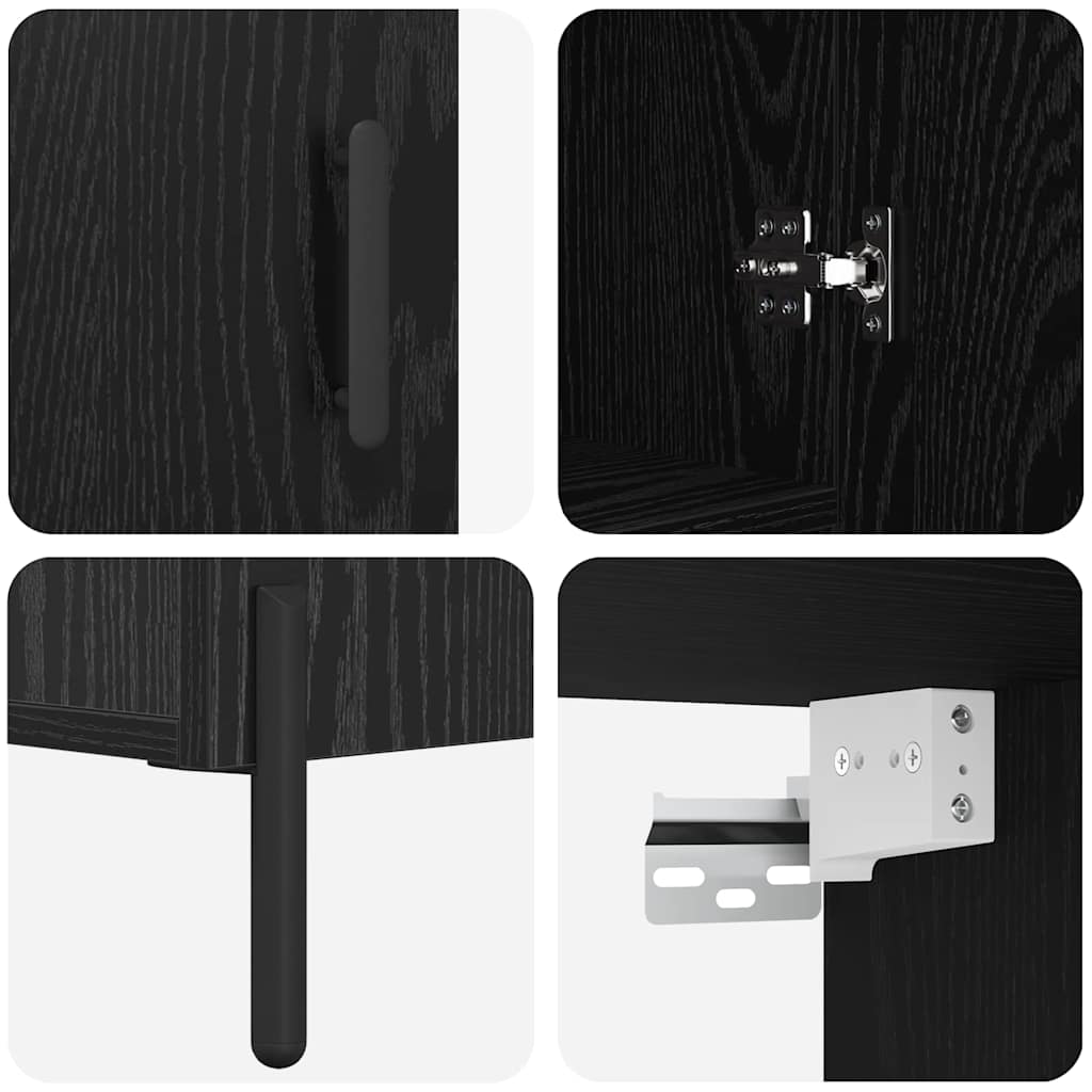 Haut Armoire Montage mural 2 pcs Chêne noir 69,5 x 34 x 180 cm - XIOS