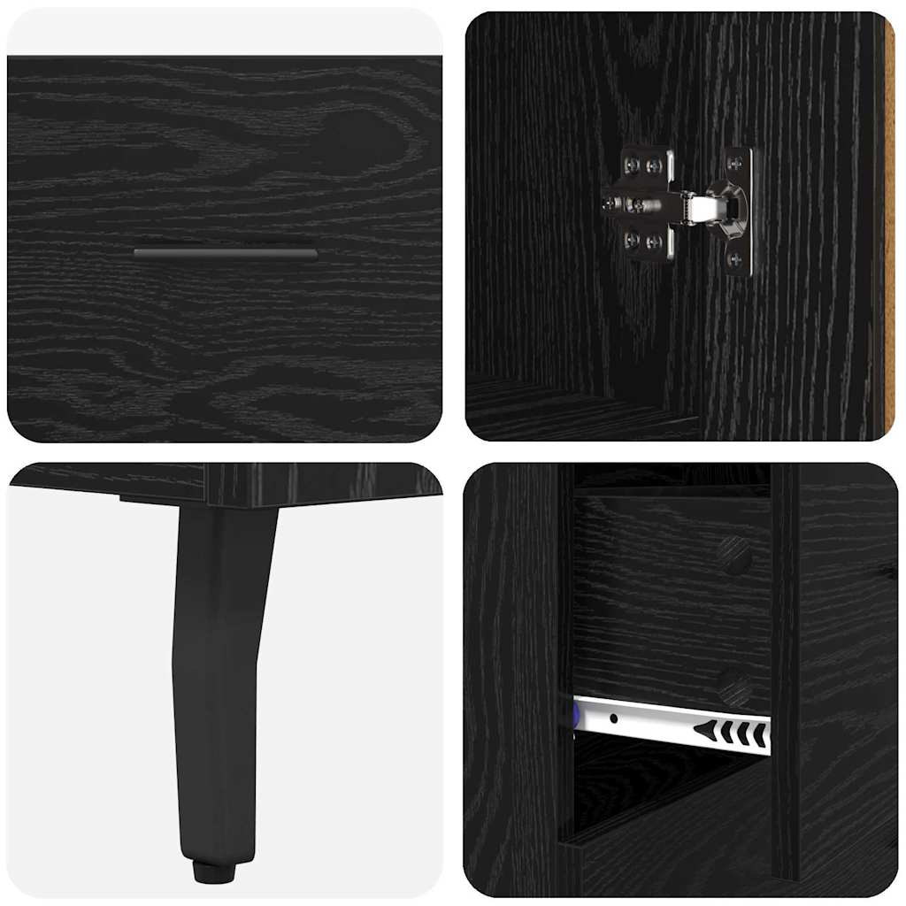 Haut Armoire Montage mural 2 pcs Chêne noir 69,5 x 34 x 180 cm - XIOS