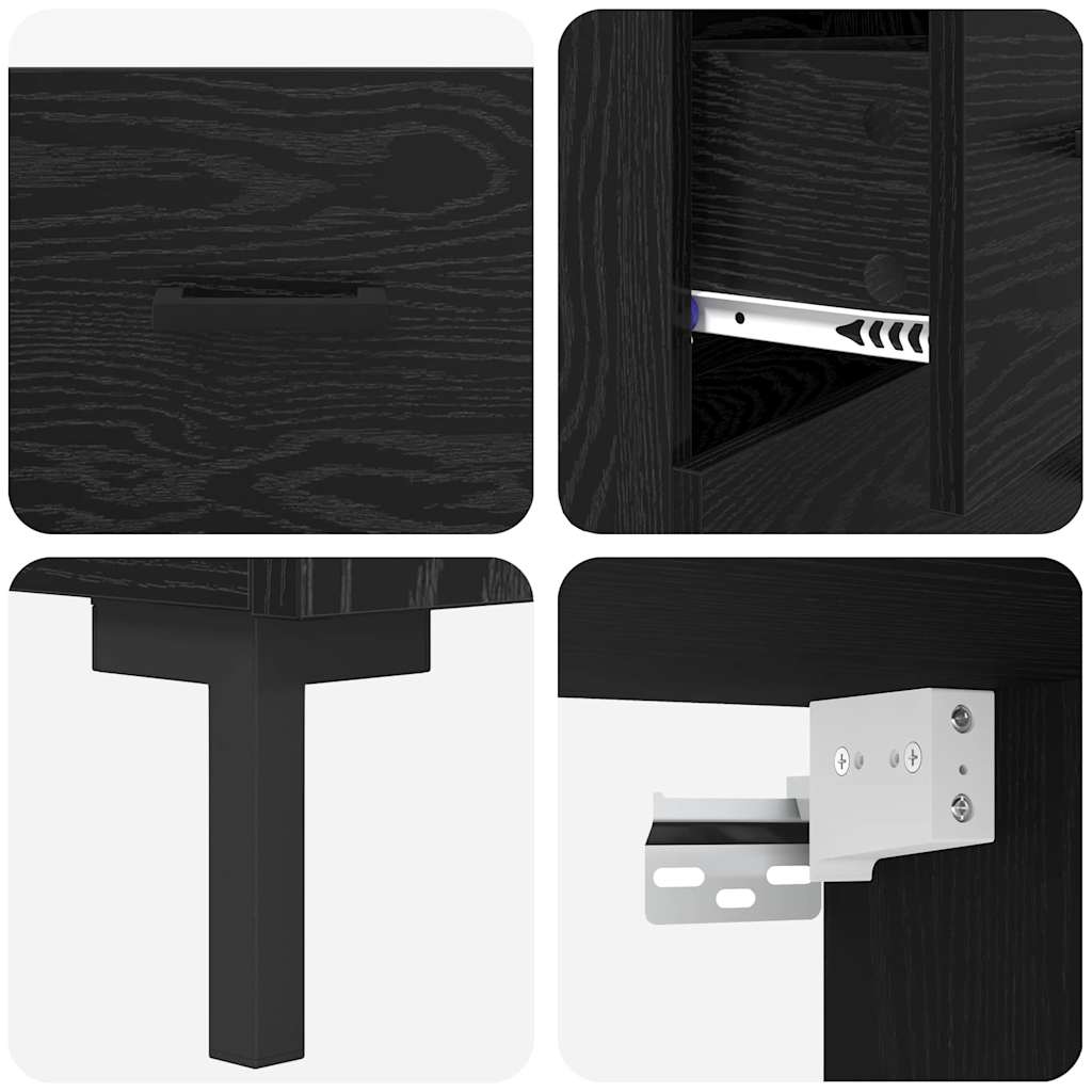 Haut Armoire Montage mural 2 pcs Chêne noir Bois d'ingénierie - XIOS