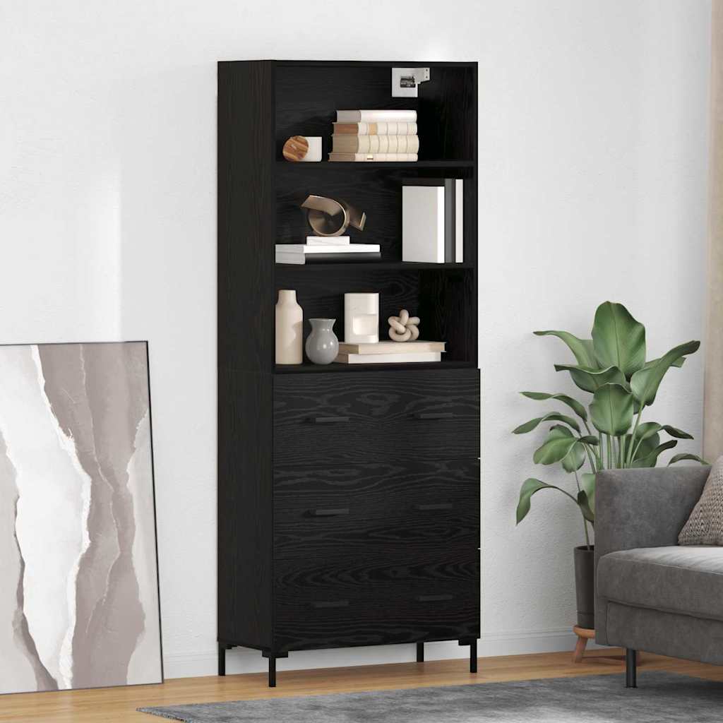 Haut Armoire Montage mural 2 pcs Chêne noir Bois d'ingénierie - XIOS