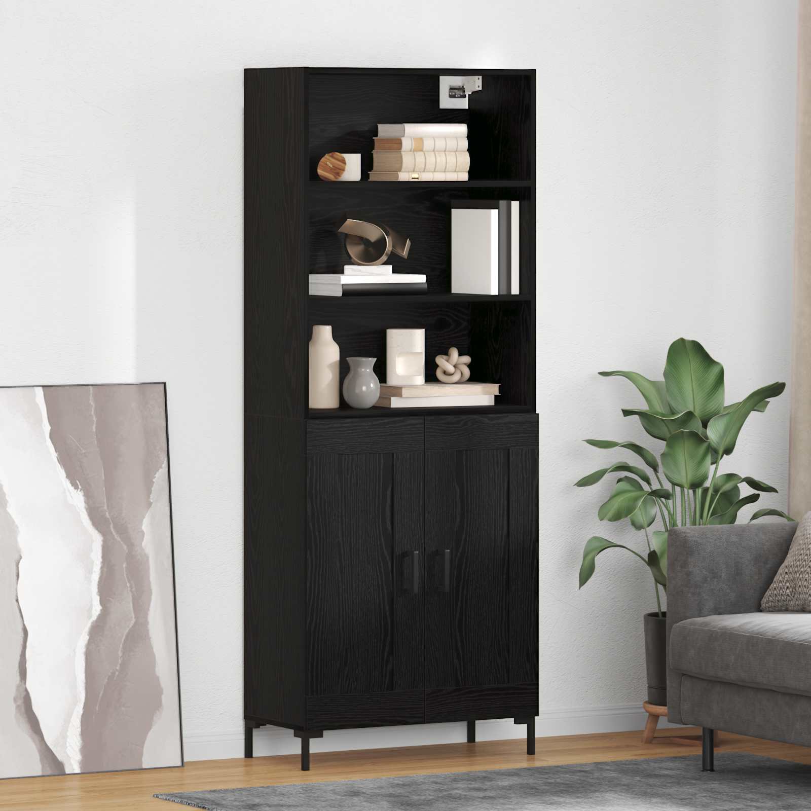 Haut Armoire Chêne noir 69,5 x 34 x 180 cm Bois d'ingénierie - XIOS