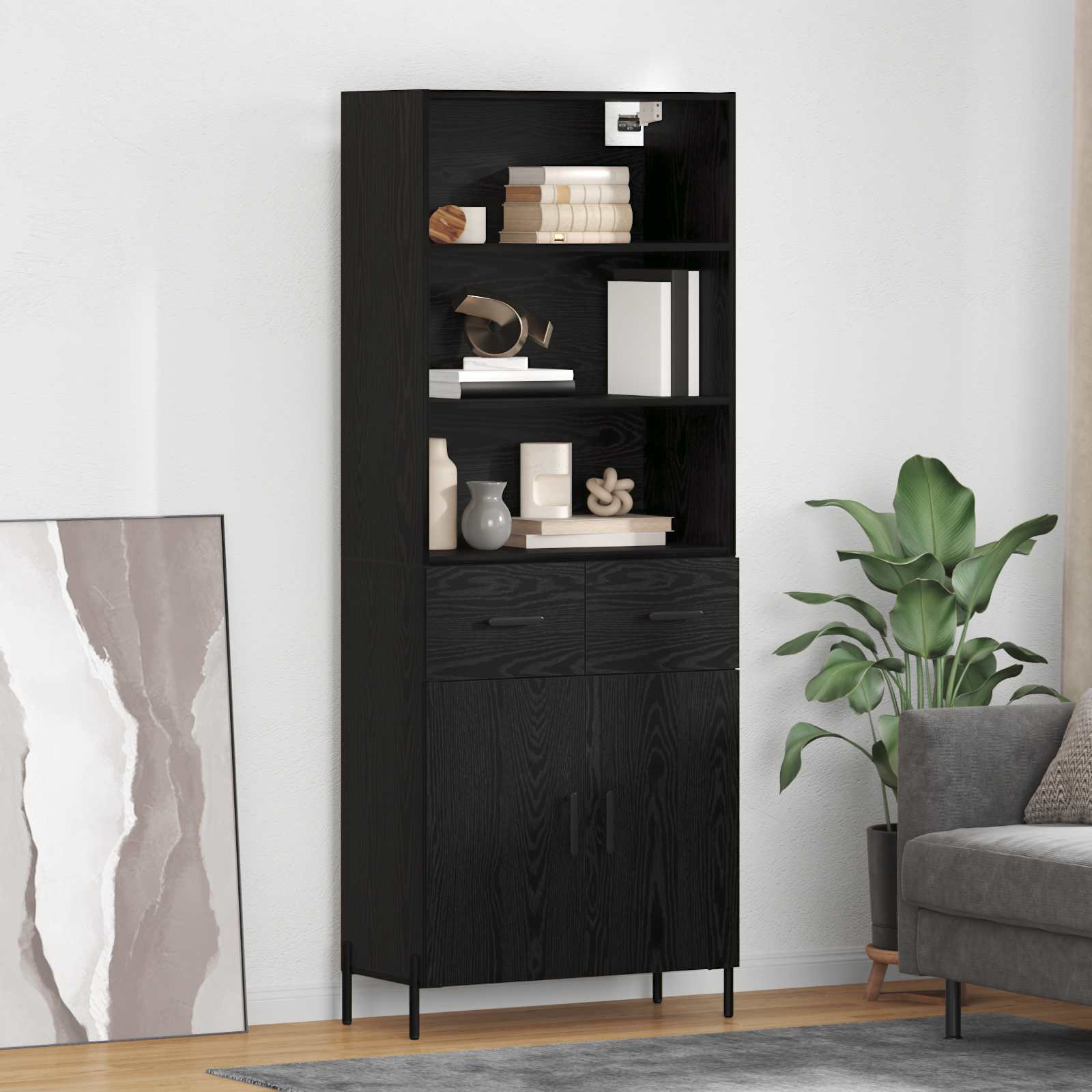 Haut Armoire Chêne noir 69,5 x 34 x 180 cm Bois d'ingénierie - XIOS