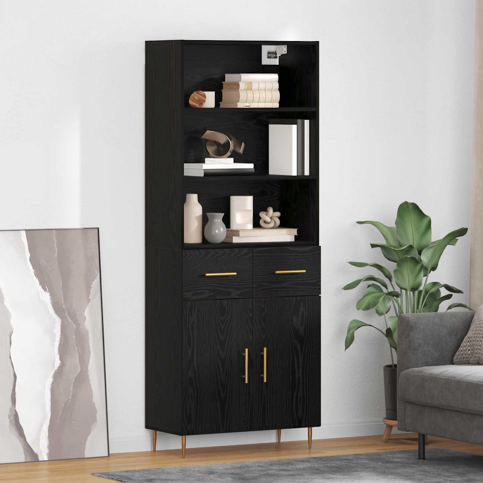 Haut Armoire Chêne noir 69,5 x 34 x 180 cm Bois d'ingénierie - XIOS