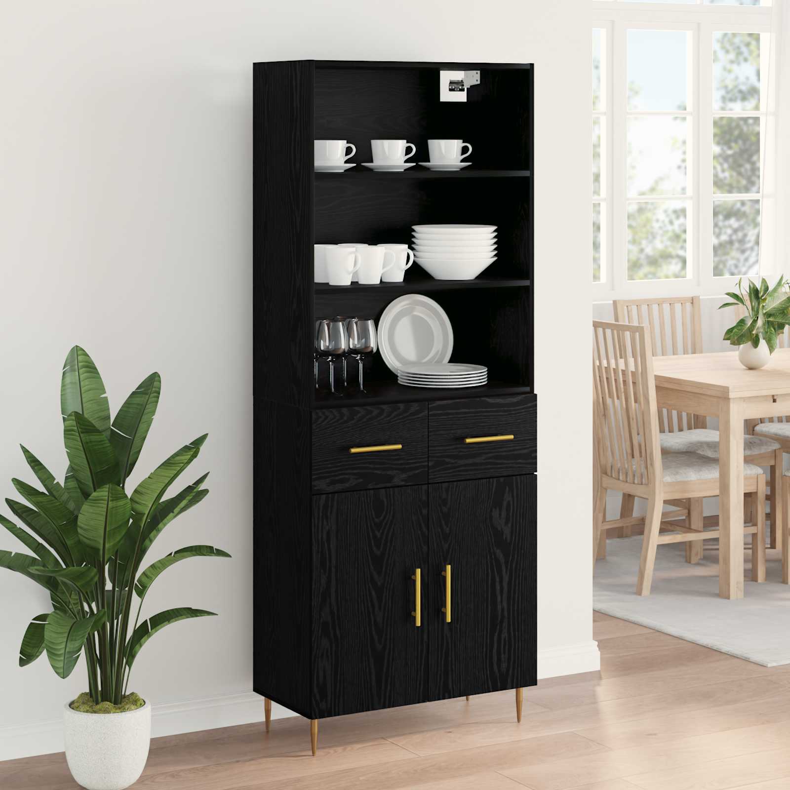 Haut Armoire Chêne noir 69,5 x 34 x 180 cm Bois d'ingénierie - XIOS