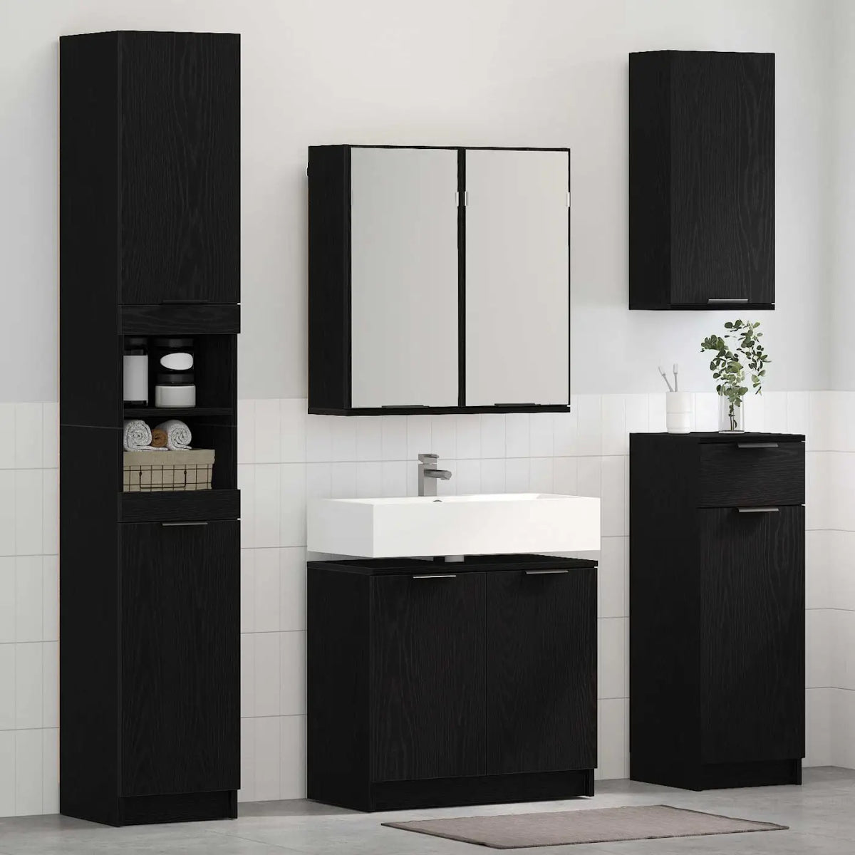 Ensemble de mobilier de salle de bain 3 pc Chêne noir - XIOS