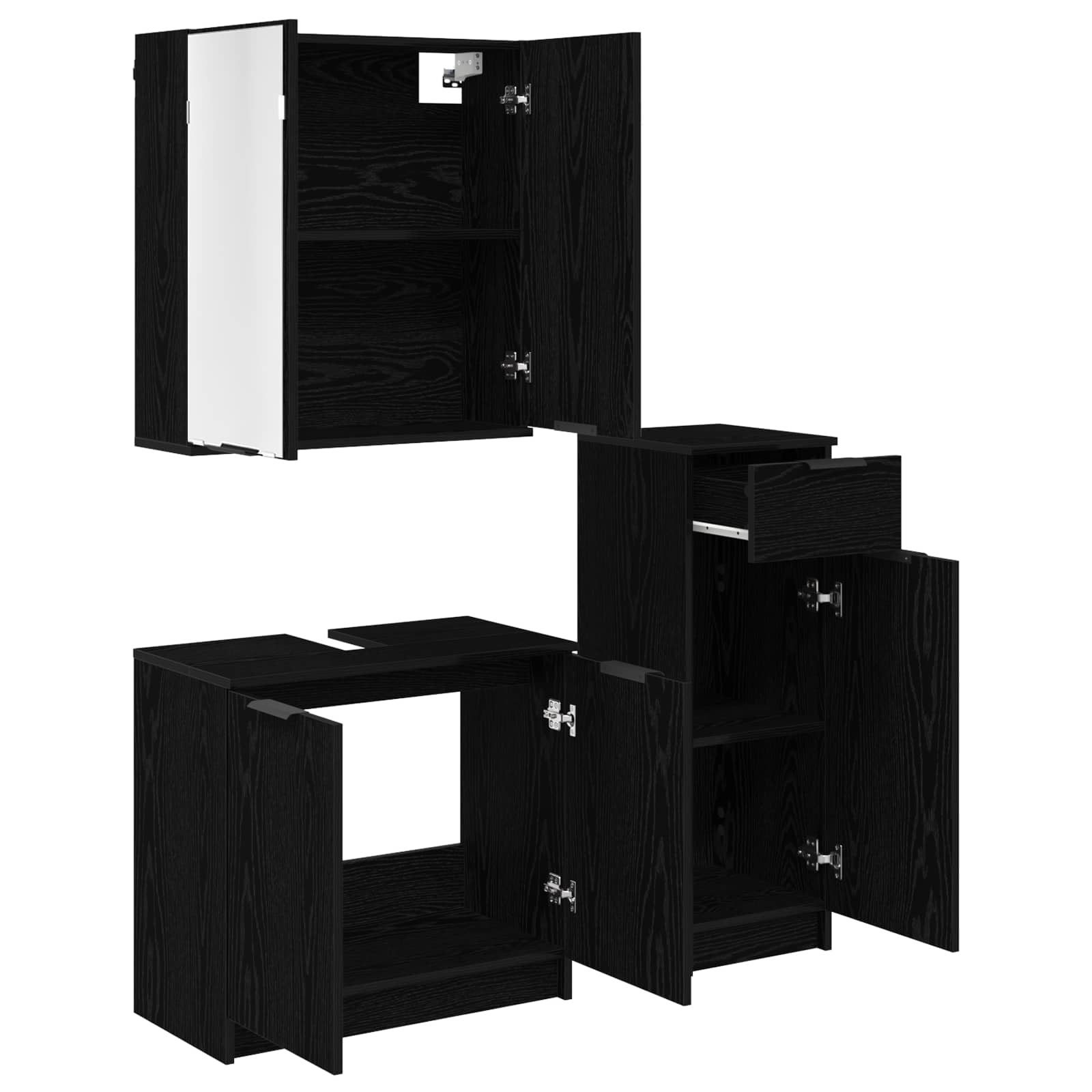 Ensemble de mobilier de salle de bain 3 pc Chêne noir