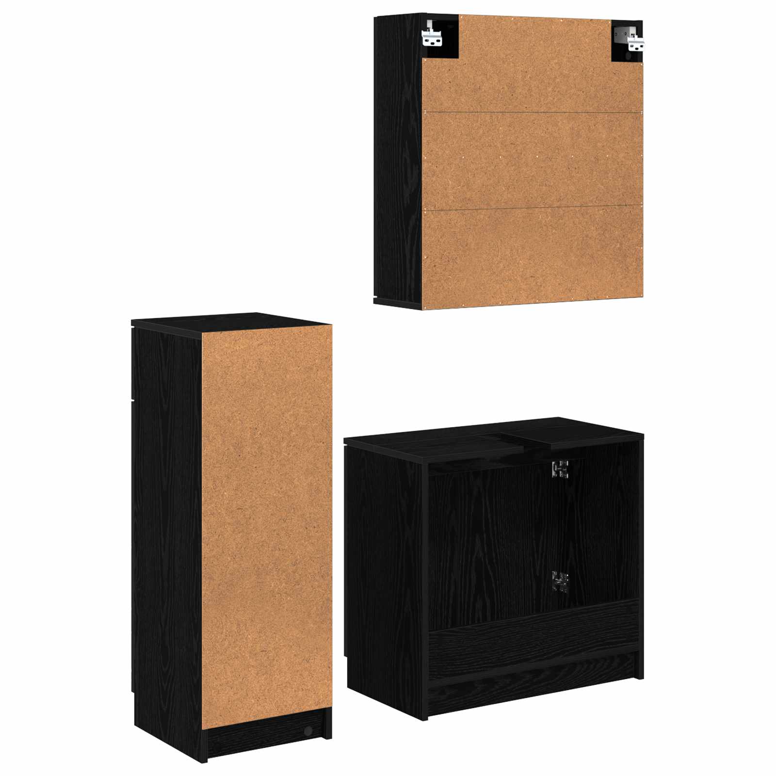 Ensemble de mobilier de salle de bain 3 pc Chêne noir