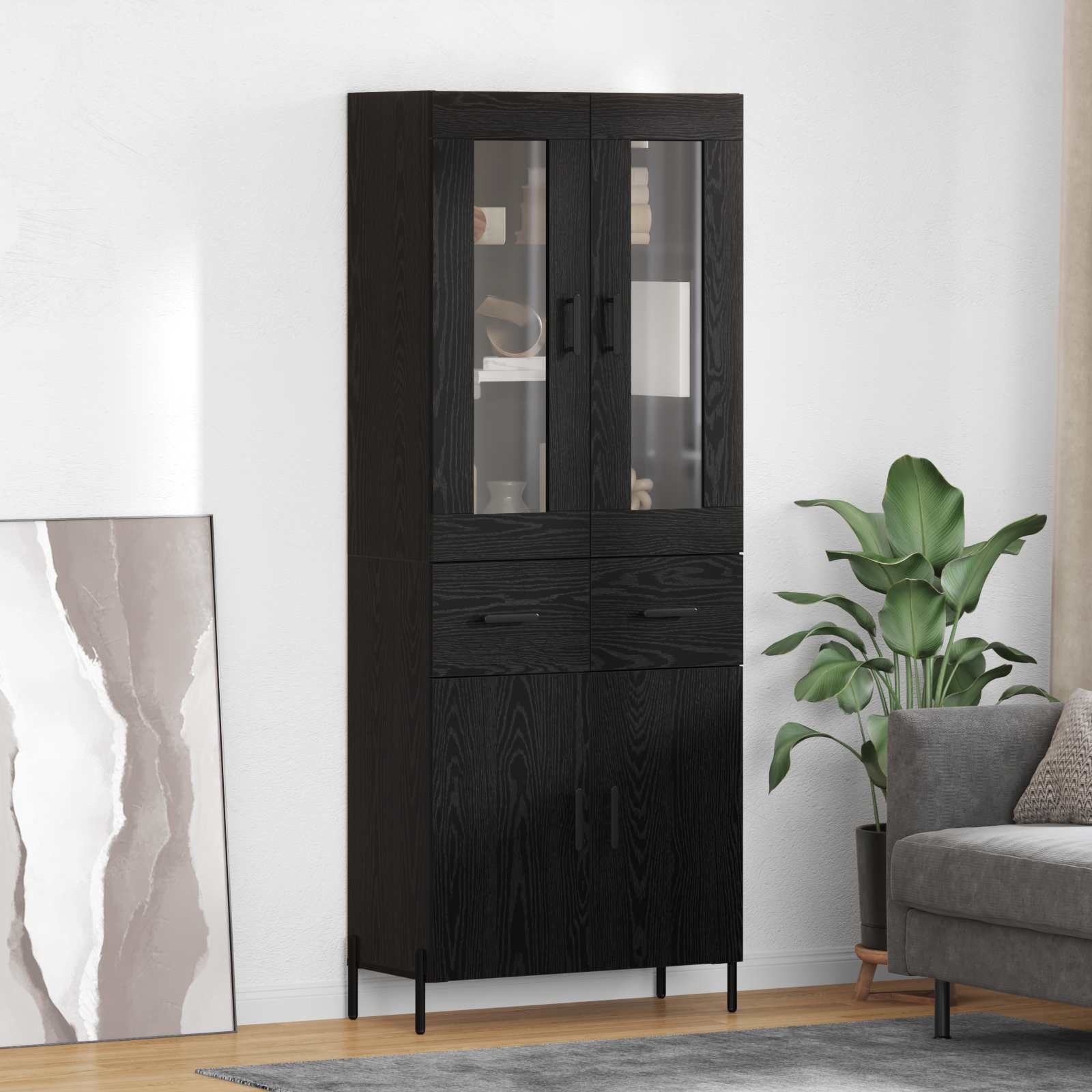 Haut Armoire Chêne noir 69,5 x 34 x 180 cm Bois d'ingénierie - XIOS