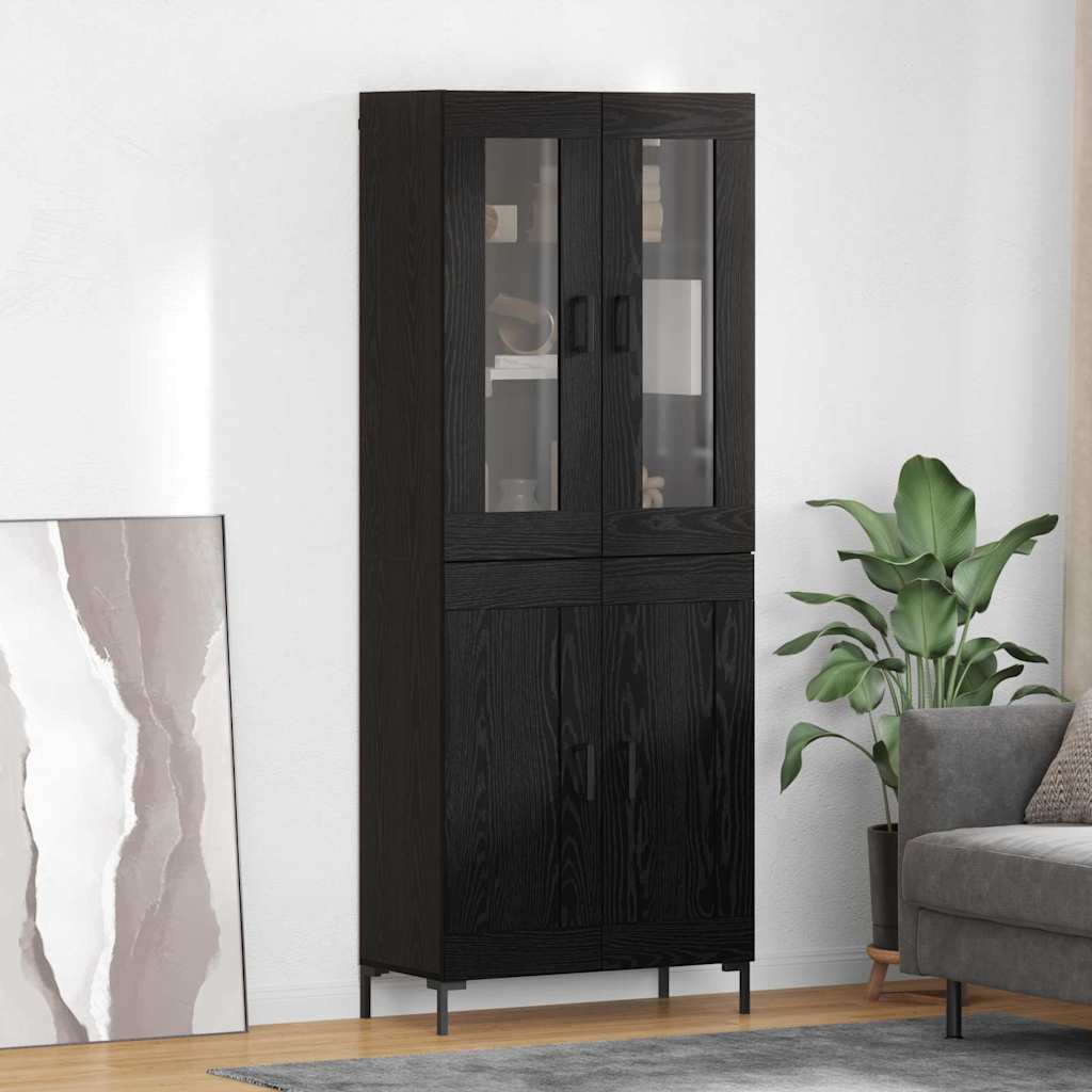 Haut Armoire 2 pcs Chêne noir Bois d'ingénierie - XIOS