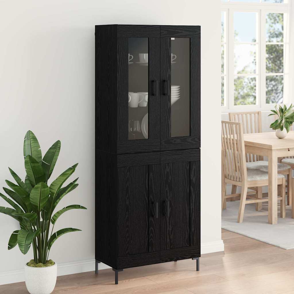 Haut Armoire 2 pcs Chêne noir Bois d'ingénierie - XIOS