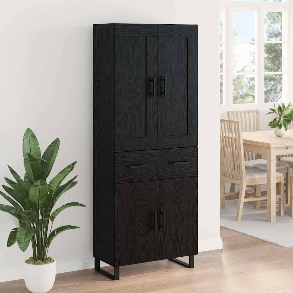Haut Armoire Montage mural 2 pcs Chêne noir Bois d'ingénierie - XIOS