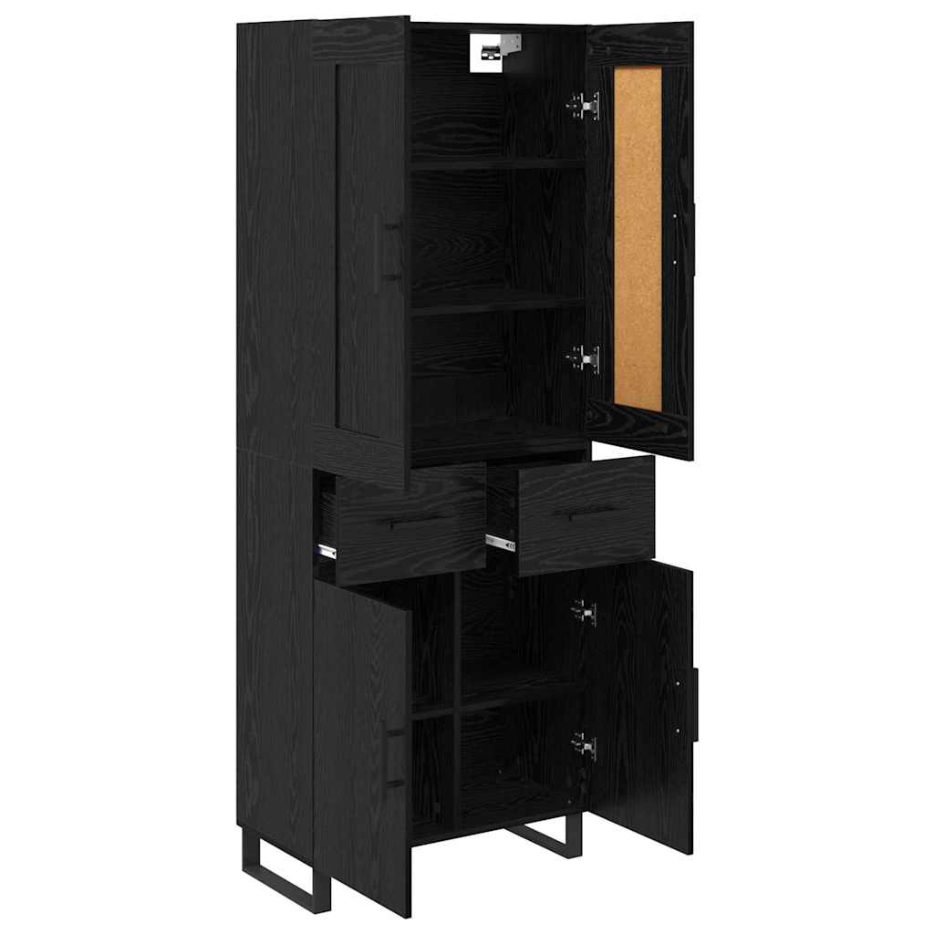 Haut Armoire Montage mural 2 pcs Chêne noir Bois d'ingénierie - XIOS