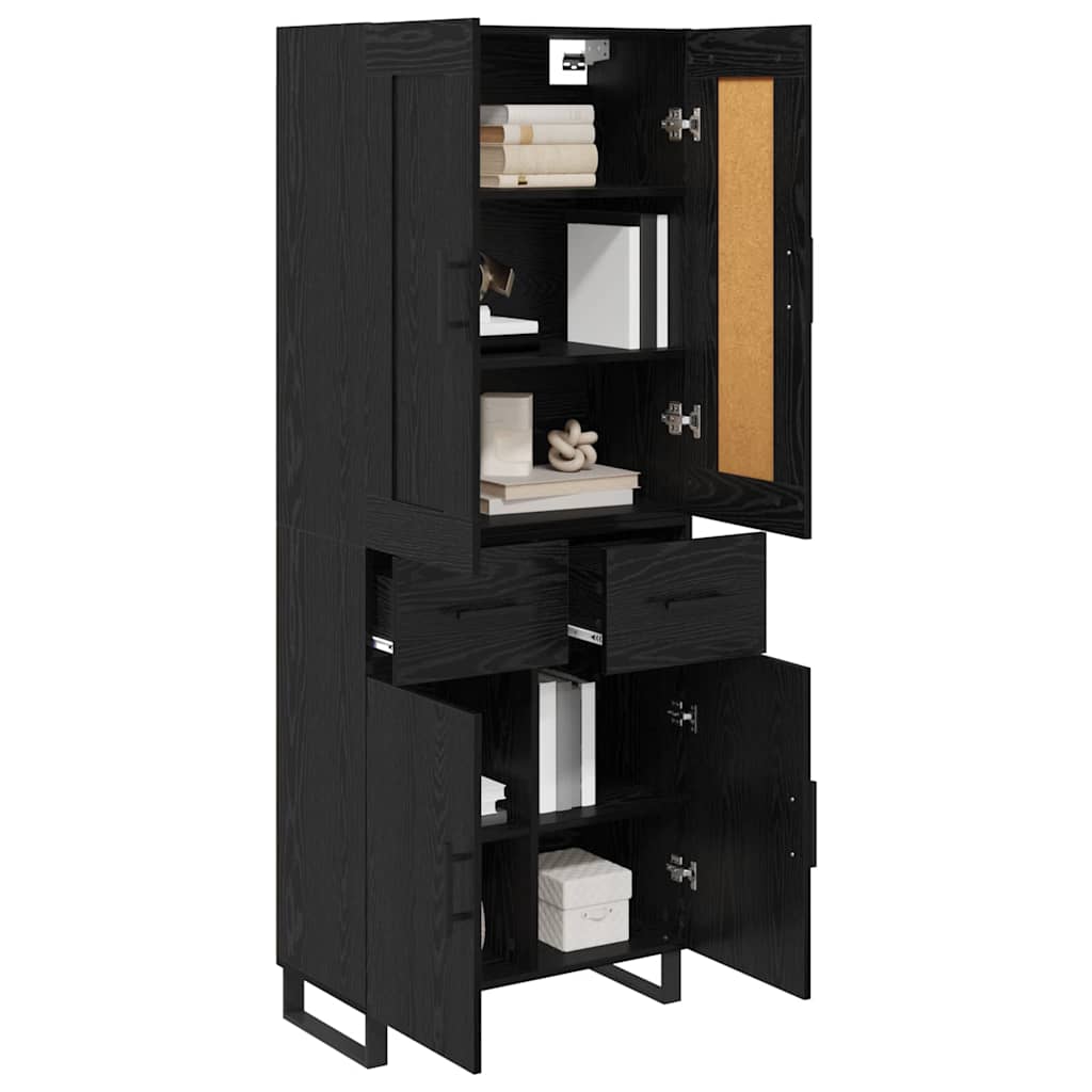 Haut Armoire Montage mural 2 pcs Chêne noir Bois d'ingénierie - XIOS