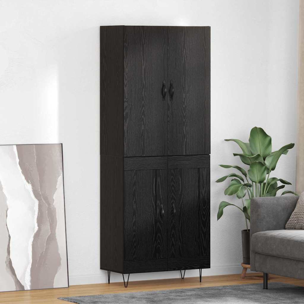 Haut Armoire Montage mural 2 pcs Chêne noir Bois d'ingénierie - XIOS