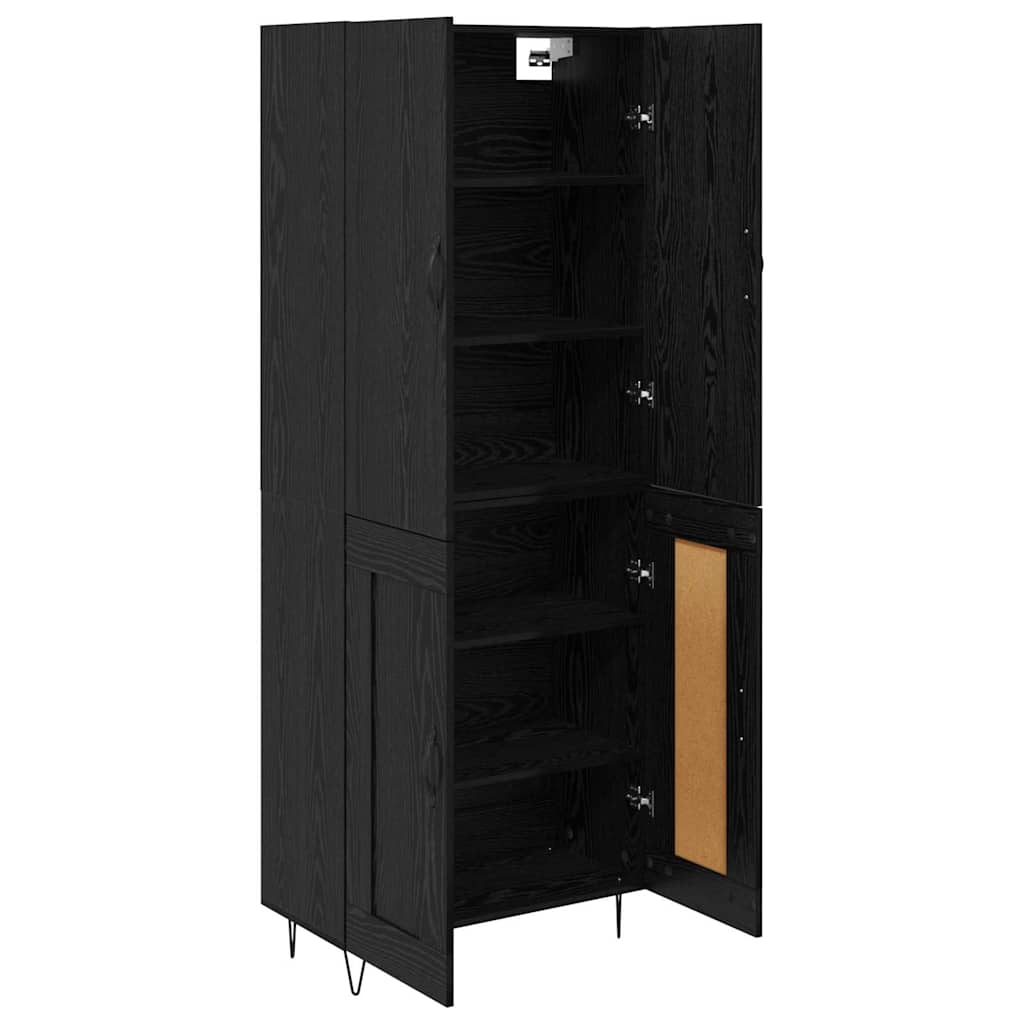 Haut Armoire Montage mural 2 pcs Chêne noir Bois d'ingénierie - XIOS