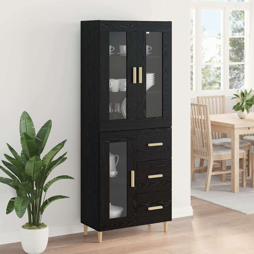 Haut Armoire Montage mural 2 pcs Chêne noir Bois d'ingénierie - XIOS