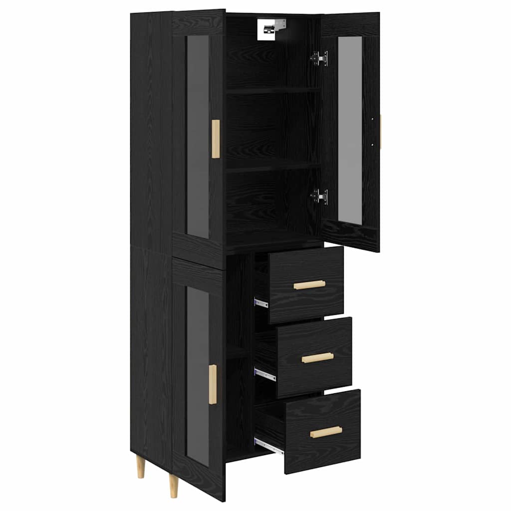 Haut Armoire Montage mural 2 pcs Chêne noir Bois d'ingénierie - XIOS