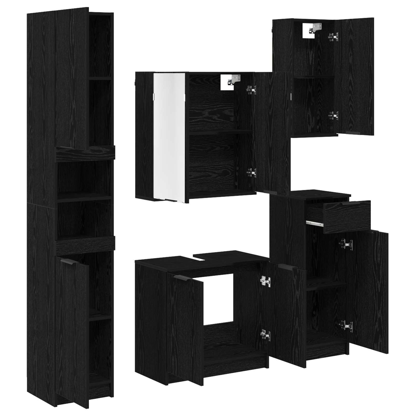 Ensemble de mobilier de salle de bain 5 pc Chêne noir - XIOS