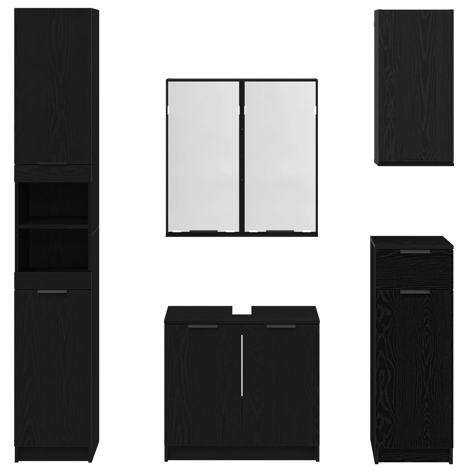 Ensemble de mobilier de salle de bain 5 pc Chêne noir - XIOS
