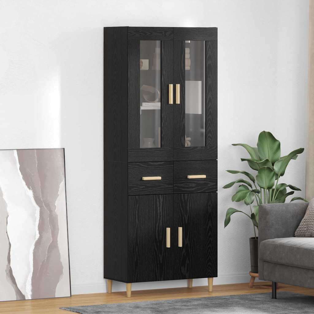 Haut Armoire Montage mural 2 pcs Chêne noir Bois d'ingénierie - XIOS
