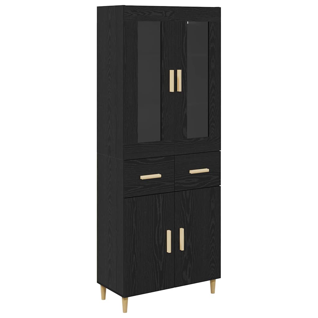Haut Armoire Montage mural 2 pcs Chêne noir Bois d'ingénierie - XIOS