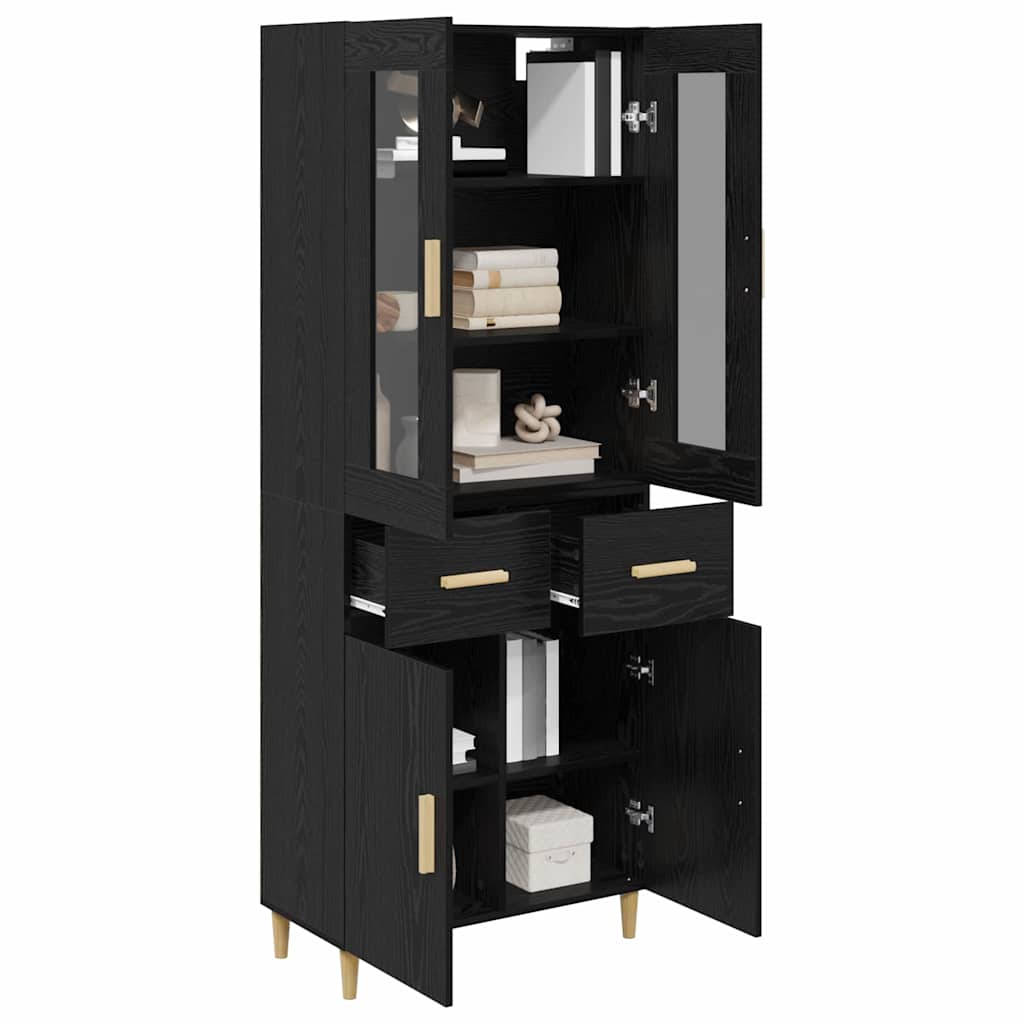 Haut Armoire Montage mural 2 pcs Chêne noir Bois d'ingénierie - XIOS