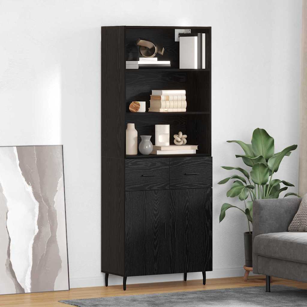 Haut Armoire Montage mural 2 pcs Chêne noir 69,5 x 34 x 180 cm - XIOS