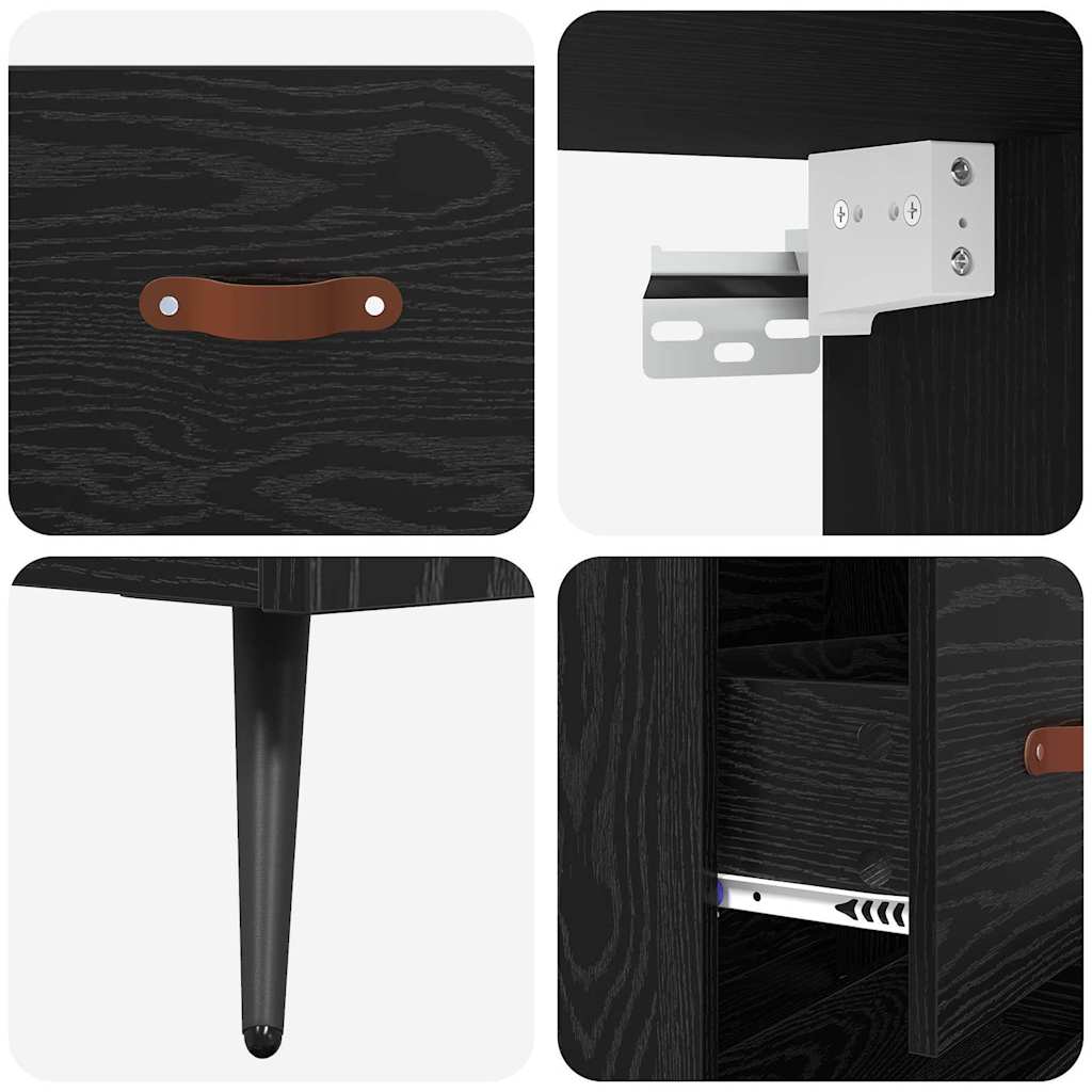 Haut Armoire Montage mural 2 pcs Chêne noir 69,5 x 34 x 180 cm - XIOS