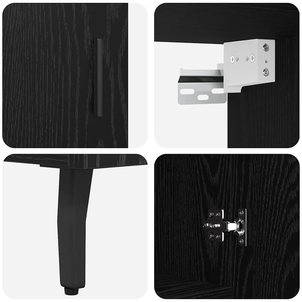 Haut Armoire Montage mural 2 pcs Chêne noir 69,5 x 34 x 180 cm - XIOS