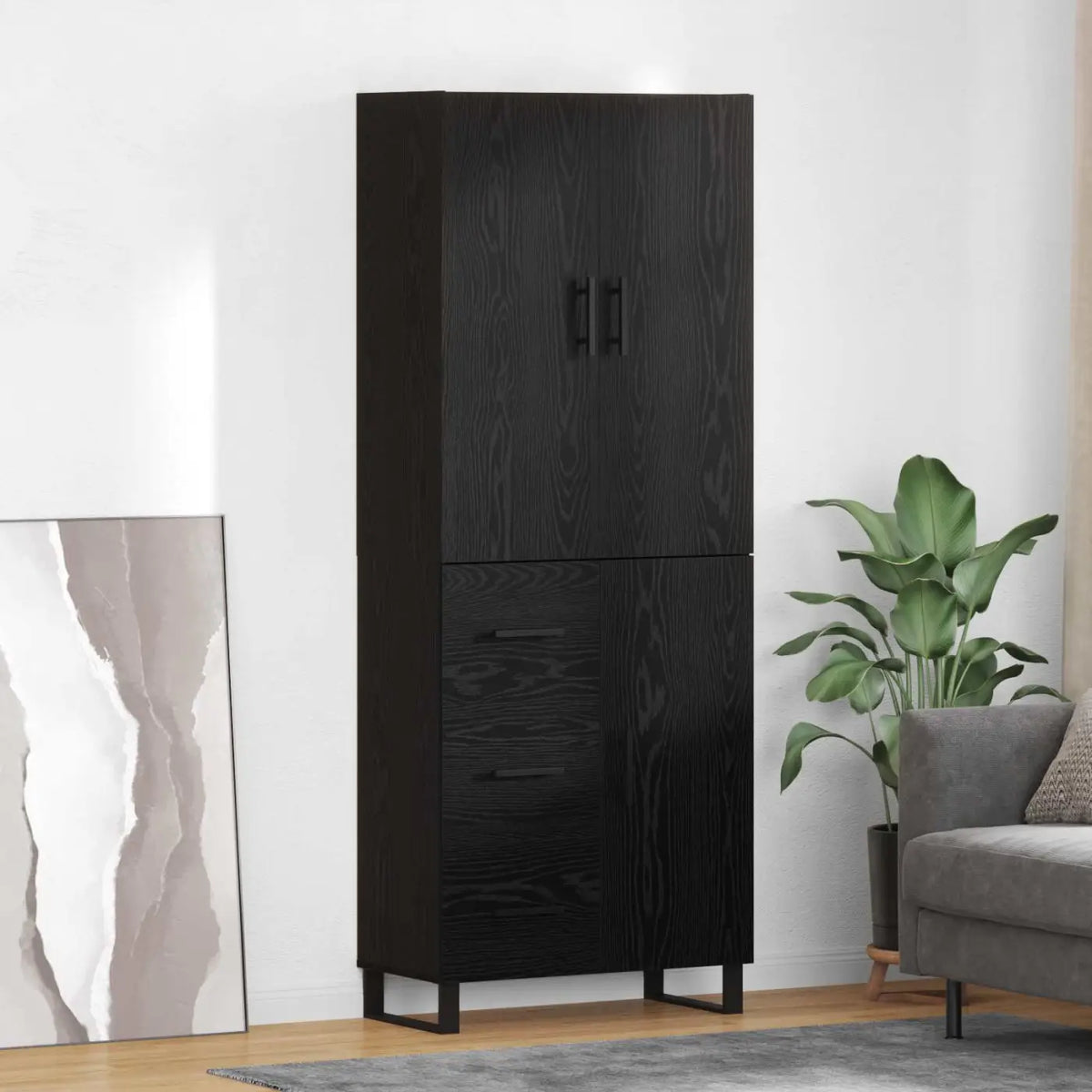 Haut Armoire 2 pc Chêne noir 69,5 x 34 x 180 cm - XIOS