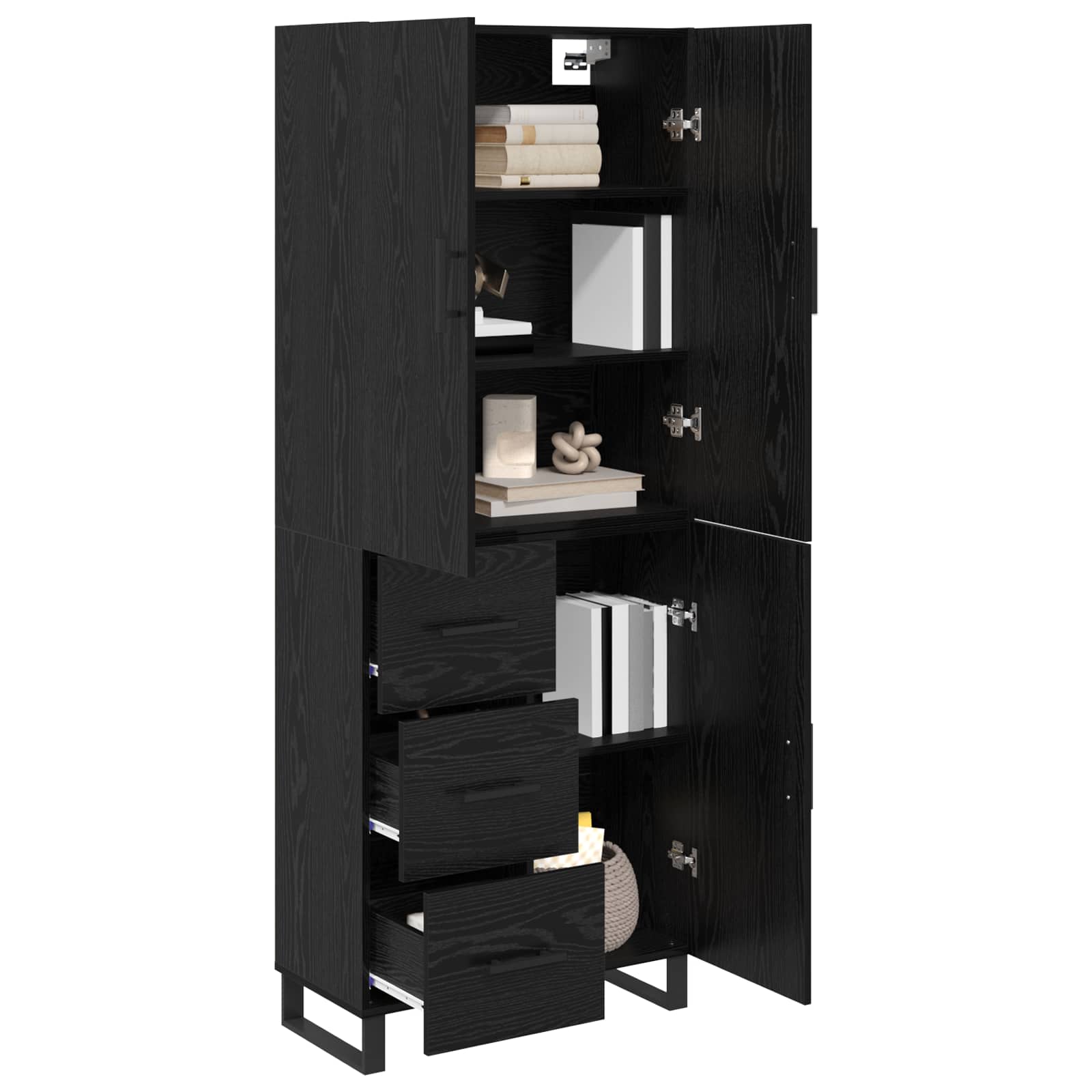 Haut Armoire 2 pcs Chêne noir Bois Aggloméré et Verre - XIOS