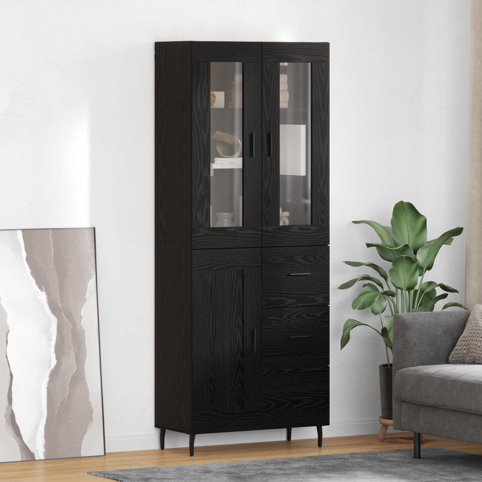 Haut Armoire Chêne noir 69,5 x 34 x 180 cm Bois d'ingénierie - XIOS