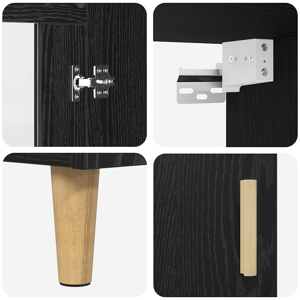 Haut Armoire Montage mural 2 pcs Chêne noir Bois d'ingénierie - XIOS