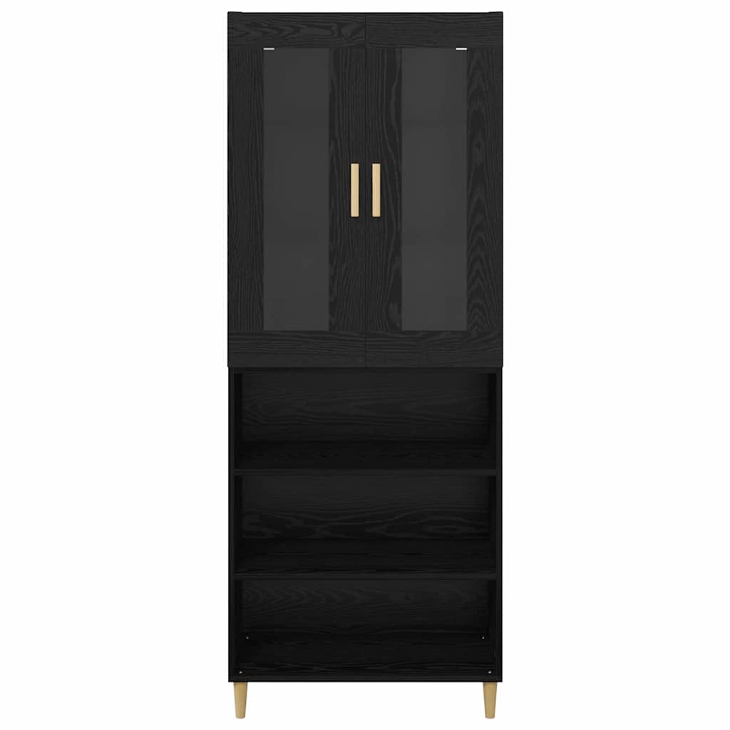 Haut Armoire Montage mural 2 pcs Chêne noir Bois d'ingénierie - XIOS