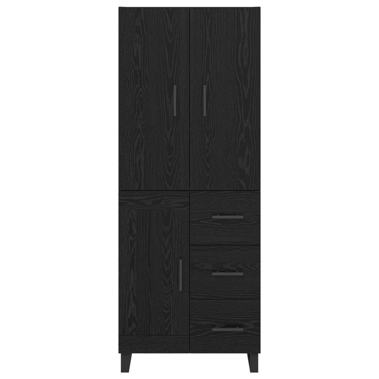 Haut Armoire 2 pcs Chêne noir Bois Aggloméré et Verre - XIOS