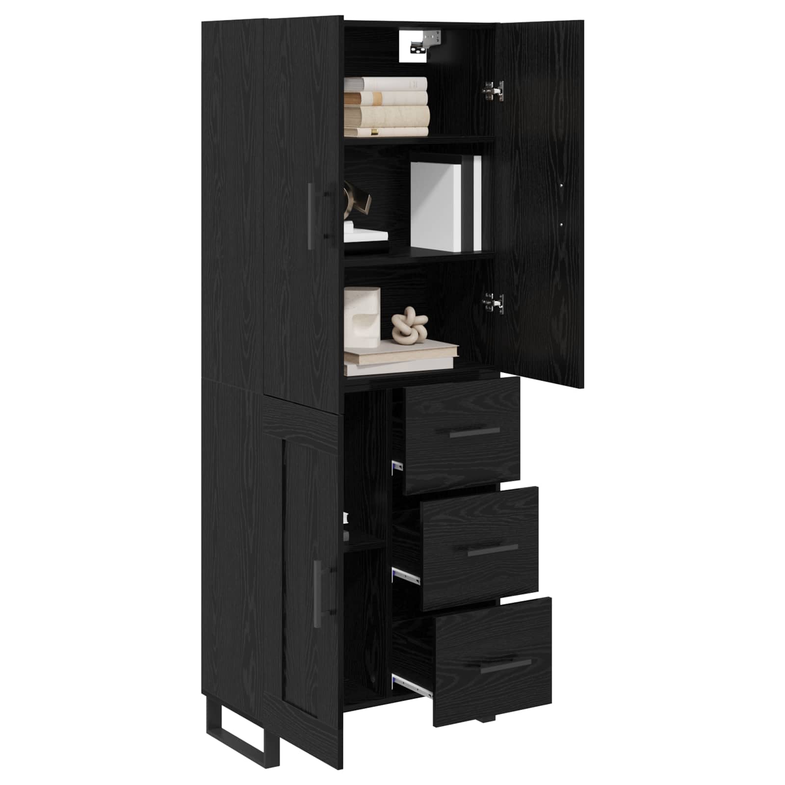 Haut Armoire 2 pcs Chêne noir Bois Aggloméré et Verre - XIOS