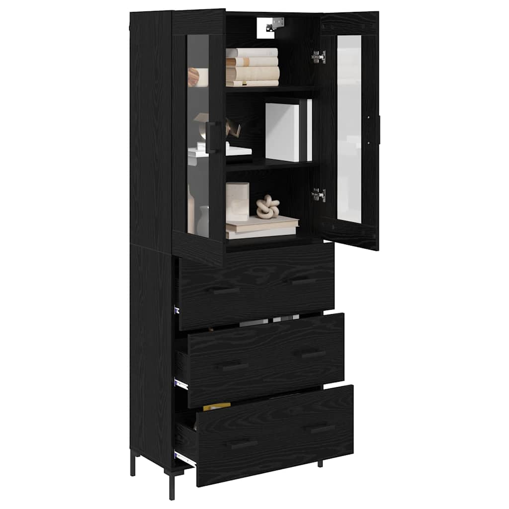Haut Armoire avec tiroir 2 pcs Chêne noir Bois d'ingénierie - XIOS