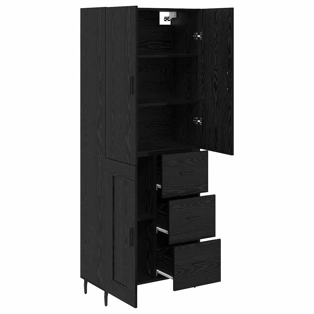 Haut Armoire Montage mural 2 pcs Chêne noir 69,5 x 34 x 180 cm - XIOS