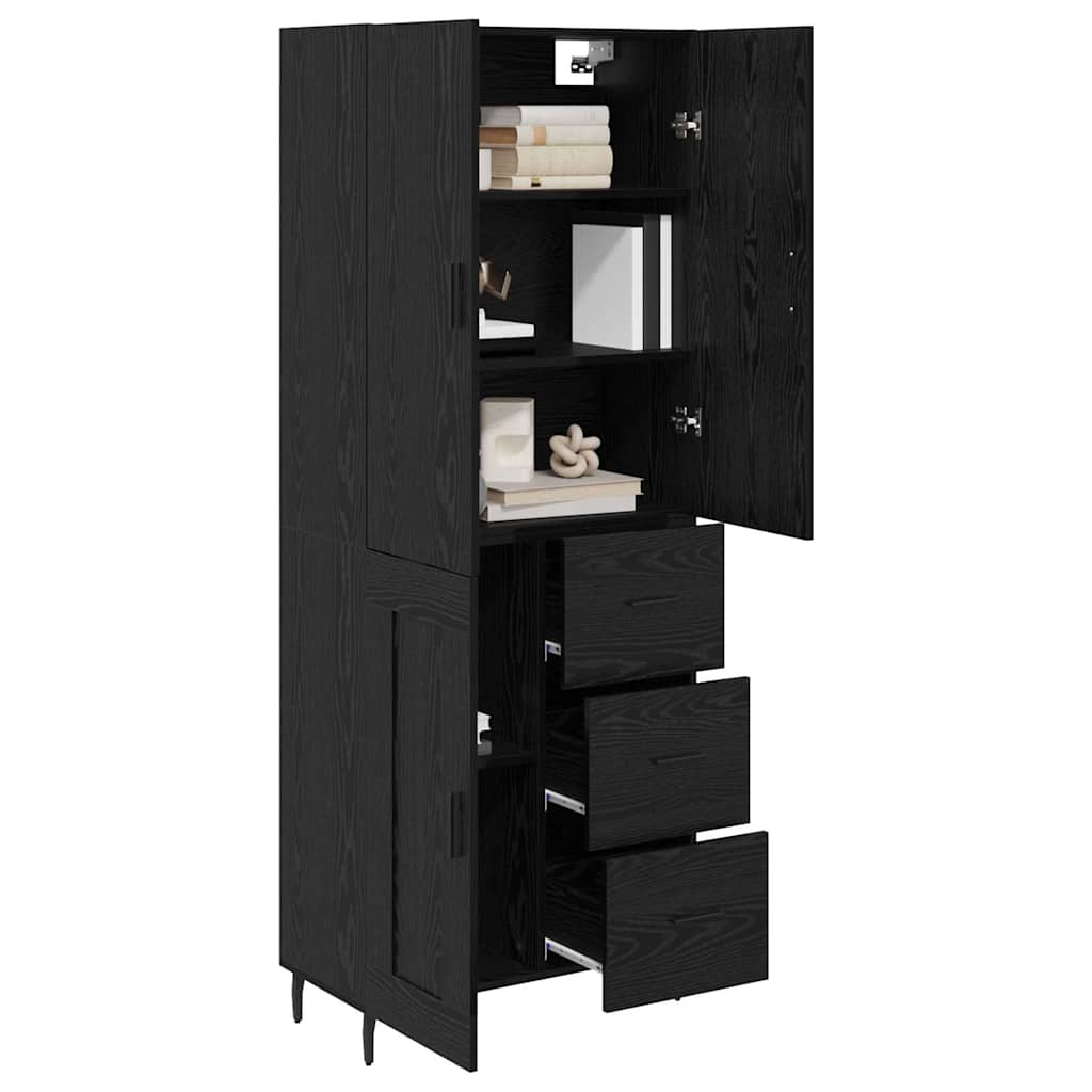 Haut Armoire Montage mural 2 pcs Chêne noir 69,5 x 34 x 180 cm - XIOS